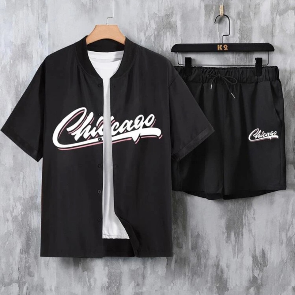 Graphic Shirt & Drawstring Waist Shorts